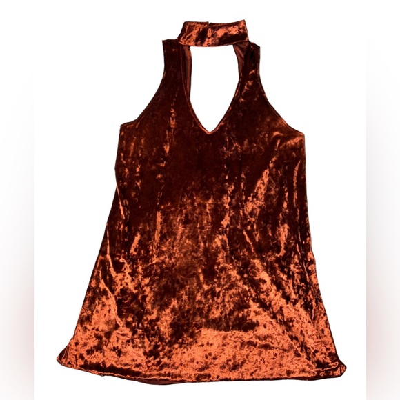Show Me Your Mumu Mini Velvet Dress Friday Choker Copper Crush Stretch Size M - Picture 2 of 11